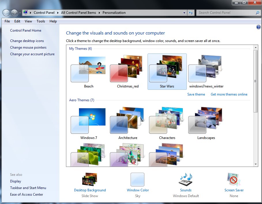 Personalize windows 7 home basic